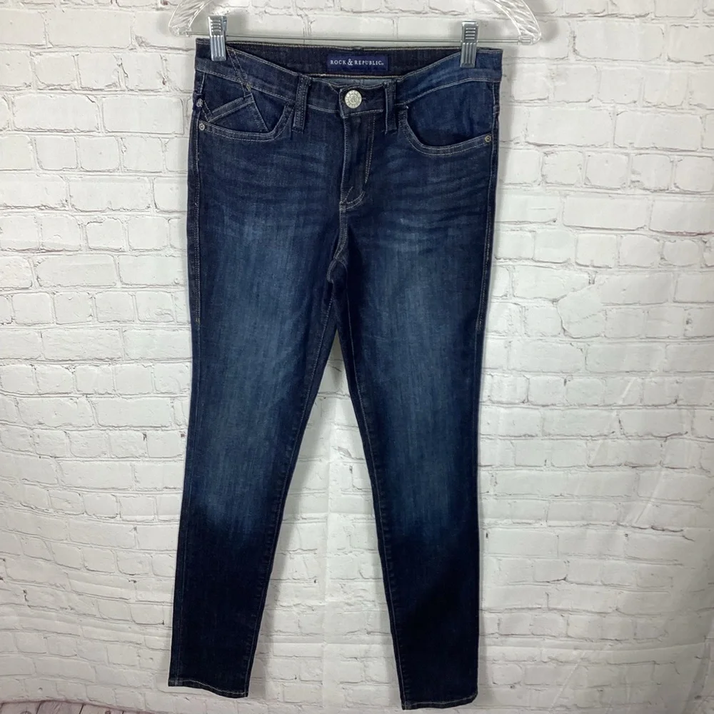 Rock & Republic Berlin‎ Stretch Skinny Jeans Women’s Size 2 Patterned Pockets